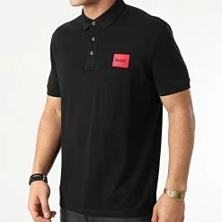 Promos HUGO Boutique 15 Vente flash 🛒 Polo Manches Courtes Dereso 212 50447938 Noir de HUGO 🌟