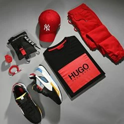 Tout neuf 🎁 Tee 👚 Shirt 50456378 Noir Rouge de HUGO 👍 -Promos HUGO Boutique hugo 279584 50456378 001 20210818T081049 03