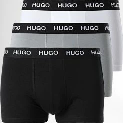 Budget 🎉 Lot De 3 Boxers 50449351 Noir Blanc Gris de HUGO 💯