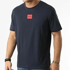 Grosses soldes ⌛ Tee 👕 Shirt Diragolino 212 50447978 Bleu Marine de HUGO 🧨