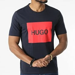 Budget ✨ Tee 👕 Shirt Dulive 50463322 Bleu Marine Rouge de HUGO 🌟