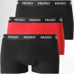 Meilleure vente ⭐ Lot De 3 Boxers 50449351 Noir Rouge de HUGO ⭐