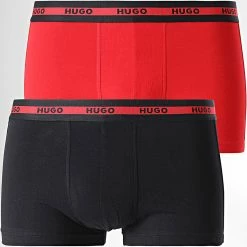Sortie 👏 Lot De 2 Boxers 50469775 Noir Rouge de HUGO 🎁