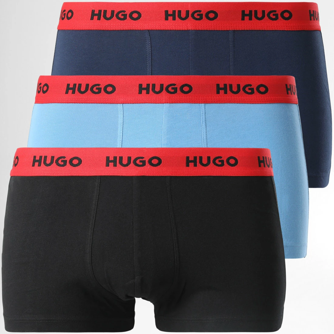 Nouveau 😉 Lot De 3 Boxers 50469766 Noir Bleu Clair Bleu Marine de HUGO 🛒 3 Nouveau 😉 Lot De 3 Boxers 50469766 Noir Bleu Clair Bleu Marine de HUGO 🛒