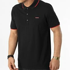 Remise 💯 Polo A Manches Courtes Dinoso 222 50467344 Noir de HUGO ❤️