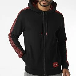 Grosses soldes 🎁 Sweat Zippé Capuche A Bandes Dobbins 50472707 Noir de HUGO 😉 -Promos HUGO Boutique hugo 317028 50472707 001 20220504T142810 03