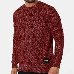 De gros ⌛ Sweat Crewneck 50472771 Rouge Noir de HUGO 🌟