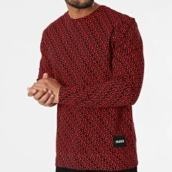 De gros ⌛ Sweat Crewneck 50472771 Rouge Noir de HUGO 🌟 -Promos HUGO Boutique hugo 319624 50472771 964 20220518T135613 03