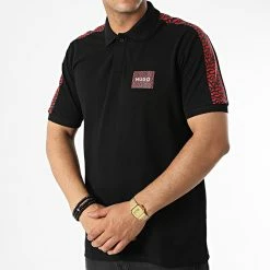 Meilleure vente 👍 Polo Manches Courtes A Bandes Daplin 50471638 Noir de HUGO 🎉 -Promos HUGO Boutique hugo 321812 50471638 001 20220609T114222 03
