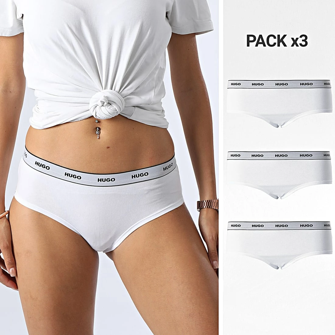 Budget ⭐ Lot De 3 Culottes Femme 50469658 Blanc de HUGO 🤩 3 Budget ⭐ Lot De 3 Culottes Femme 50469658 Blanc de HUGO 🤩