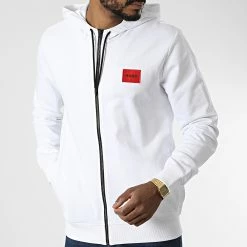 Acheter 🌟 Sweat Zippé Capuche 50447972 Blanc de HUGO 💯 -Promos HUGO Boutique hugo 328186 50447972 100 20220719T161534 03