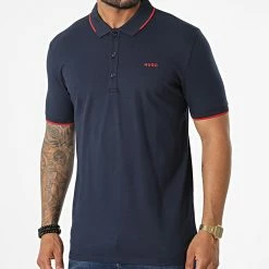 Offres 👍 Polo A Manches Courtes Dinoso 222 50467344 Bleu Marine de HUGO ✔️