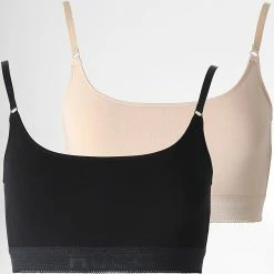 Meilleure affaire 👍 Lot De 2 Tops Femme 50480164 Noir Beige de HUGO ✨