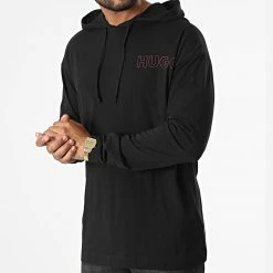 Nouveau 🧨 Tee 👚 Shirt Capuche Manches Longues Unite 50478917 Noir de HUGO 🤩 -Promos HUGO Boutique hugo 328780 50478917 001 20220725T161558 03