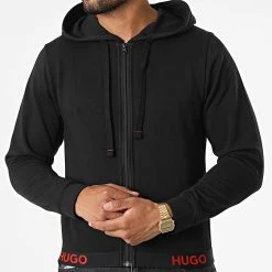 Meilleure vente 🥰 Sweat Zippé Capuche Sporty Logo 50480568 Noir de HUGO 🎉 -Promos HUGO Boutique hugo 328788 50480568 001 20220725T161639 03