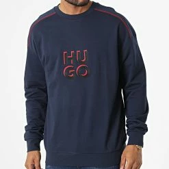 De gros 🔥 Sweat Crewneck Monologo 50478920 Bleu Marine de HUGO 🔥