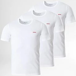 Le moins cher 🛒 Lot de 3 Tee 👚 Shirts 50480088 Blanc de HUGO 👏