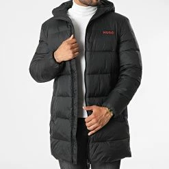 Bon marché 🌟 Doudoune Capuche Mati 2241 50475502 Noir de HUGO 🥰