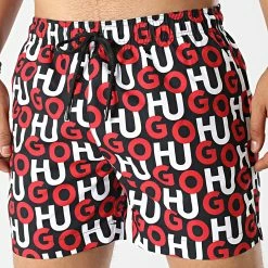 Le moins cher 🔥 Short De Bain 50478848 Noir Rouge de HUGO ⭐