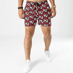 Le moins cher 🔥 Short De Bain 50478848 Noir Rouge de HUGO ⭐ -Promos HUGO Boutique hugo 330806 50478848 001 20220804T161131 03