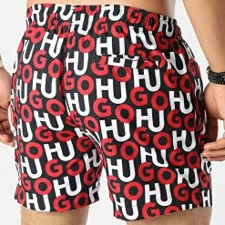 Le moins cher 🔥 Short De Bain 50478848 Noir Rouge de HUGO ⭐ -Promos HUGO Boutique hugo 330806 50478848 001 20220804T161132 04