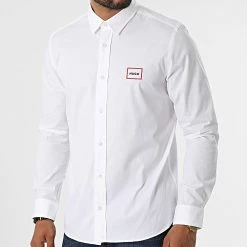 Promo 🌟 Chemise Manches Longues Emero 50478586 Blanc de HUGO 🎉