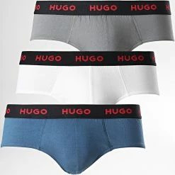 Meilleur prix 🥰 Lot De 3 Boxers 50469783 Gris Blanc Bleu de HUGO 😀