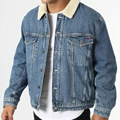 Nouveau 🔥 Veste Jean Col Mouton HUGO 077 50477588 Bleu Denim 💯 -Promos HUGO Boutique hugo 335542 50477588 450 20220908T115842 03