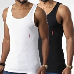 Offres ⭐ Lot De 2 Débardeurs 50469778 Blanc Noir de HUGO 🧨