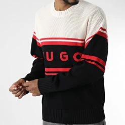 Tout neuf 👏 Pull 50474824 Noir Beige de HUGO 🎉 -Promos HUGO Boutique hugo 341572 50474824 001 20221021T152351 03