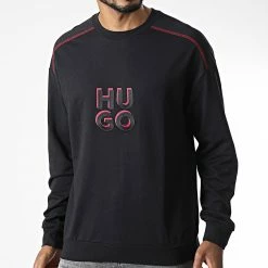 Offres ❤️ Sweat Crewneck Monologo 50478920 Noir de HUGO 👏