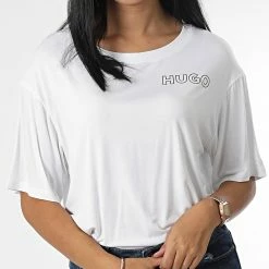 Promo 🛒 Tee 👕 Shirt Femme 50480615 Blanc de HUGO 🥰
