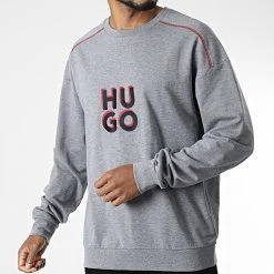 Vente flash 😉 Sweat Crewneck Monologo 50478920 Gris Chiné de HUGO 👍