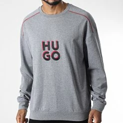 Vente flash 😉 Sweat Crewneck Monologo 50478920 Gris Chiné de HUGO 👍 -Promos HUGO Boutique hugo 343785 50478920 038 20221024T150727 03