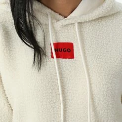 De gros 💯 Sweat Capuche Femme Fourrure 50483843 Blanc Cassé de HUGO 🔔 -Promos HUGO Boutique hugo 344603 50483843 110 20221031T143145 02