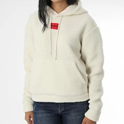 De gros 💯 Sweat Capuche Femme Fourrure 50483843 Blanc Cassé de HUGO 🔔 -Promos HUGO Boutique hugo 344603 50483843 110 20221031T143147 03