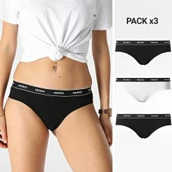 Meilleur prix 👍 Lot De 3 Culottes Femme 50480157 Blanc Noir de HUGO 🤩