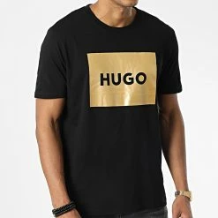De gros ⌛ Tee 👚 Shirt Dulive 50484783 Noir Doré de HUGO 😉