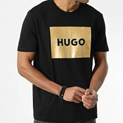 De gros ⌛ Tee 👚 Shirt Dulive 50484783 Noir Doré de HUGO 😉 -Promos HUGO Boutique hugo 345315 50484783 001 20221027T155549 03