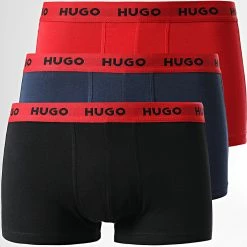 Offres 😍 Lot De 3 Boxers 50469766 Rouge Noir Bleu Marine de HUGO ✨