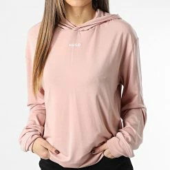Bon marché 🧨 Tee 👚 Shirt Manches Longues Capuche Femme 50480538 Rose de HUGO 🌟