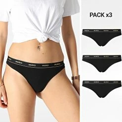 Tout neuf 😍 Lot De 3 Strings Femme 50486016 Noir de HUGO ✨