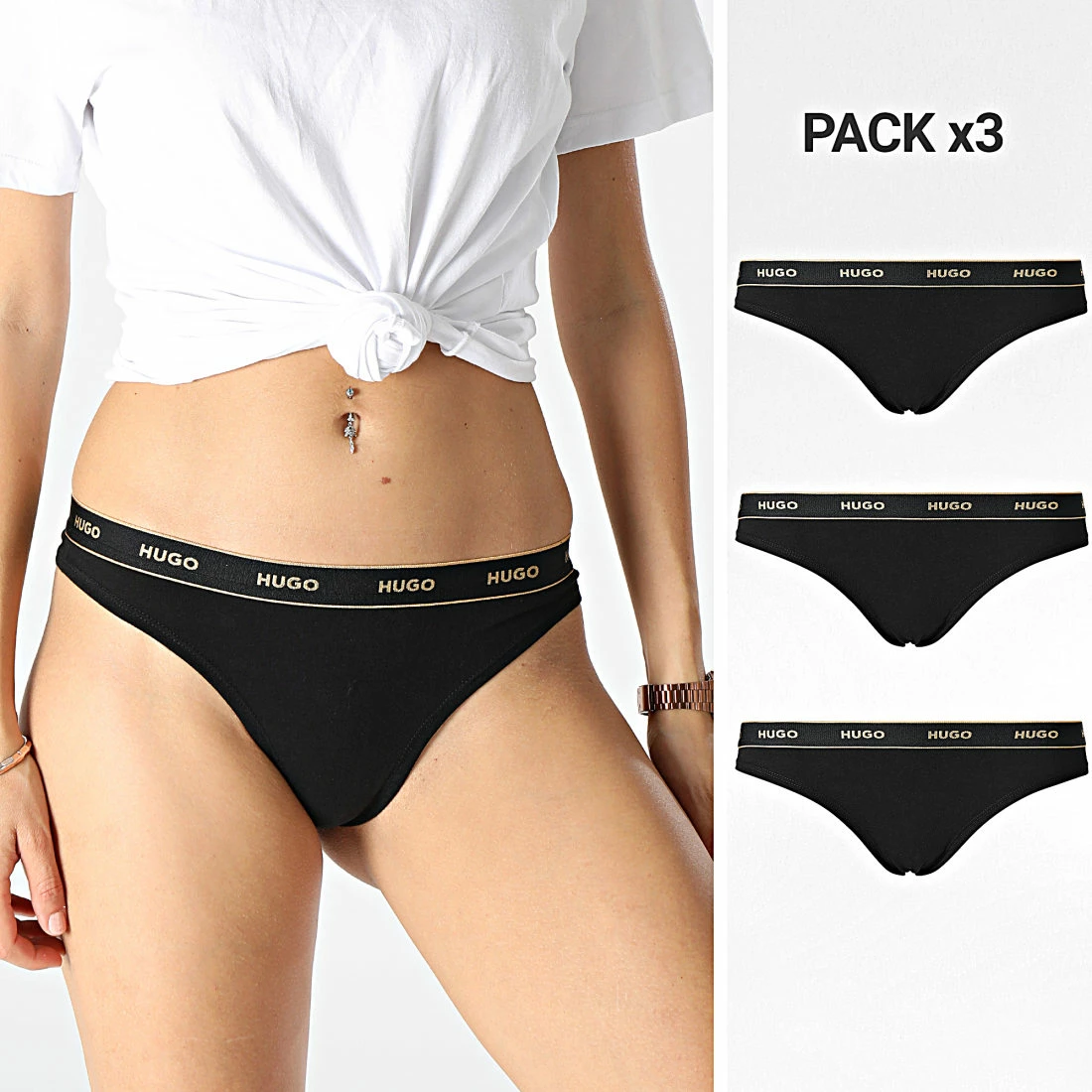 Tout neuf 😍 Lot De 3 Strings Femme 50486016 Noir de HUGO ✨ 3 Tout neuf 😍 Lot De 3 Strings Femme 50486016 Noir de HUGO ✨