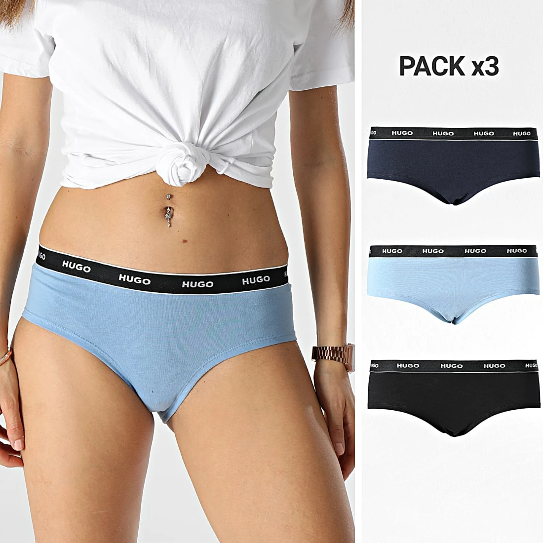 Top 10 ❤️ Lot De 3 Culottes Femme 50469658 Bleu Marine Noir de HUGO ❤️ 3 Top 10 ❤️ Lot De 3 Culottes Femme 50469658 Bleu Marine Noir de HUGO ❤️