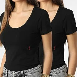Grosses soldes 🎁 Lot De 2 Tee 👚 Shirt Femme 50469660 Noir de HUGO 🤩