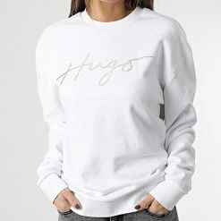 Tout neuf 🤩 Sweat Crewneck Femme Easy 50484666 Blanc Argenté de HUGO 👏 -Promos HUGO Boutique hugo 347030 50484666 100 20221114T122838 03
