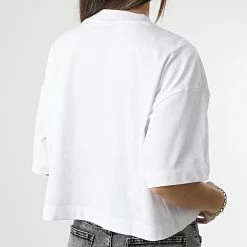 Promo ❤️ Tee 👚 Shirt Crop Femme 50482939 Blanc Argenté de HUGO 🔔 -Promos HUGO Boutique hugo 347167 50482939 100 20221114T122915 04