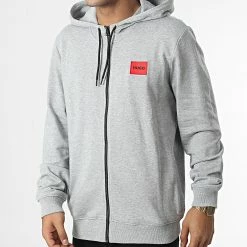 Remise ⌛ Sweat Zippé Capuche 50447972 Gris Chiné de HUGO 😉