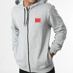 Remise ⌛ Sweat Zippé Capuche 50447972 Gris Chiné de HUGO 😉 -Promos HUGO Boutique hugo 347518 50447972 029 20221114T122744 03