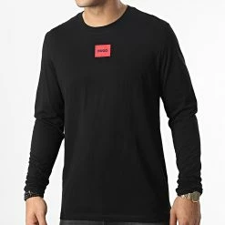 Le moins cher ✨ Tee 👕 Shirt Manches Longues Diragolo 50482095 Noir de HUGO ✔️